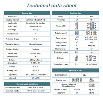 Silnik elektryczny 7,5kW 2800 obr/min. 132 B14